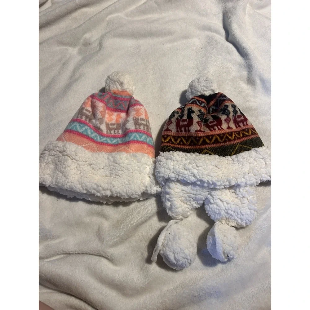 Ecuadorian Folk Art Pair Of Winter Hats Handmade! Size 2/4 Toddler